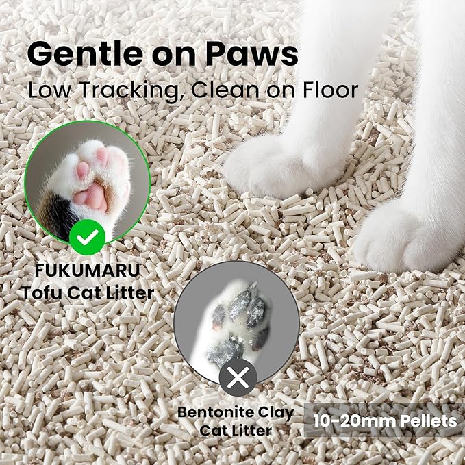 FUKUMARU Tofu Cat Litter, 16 LB Dust Free Clumping Cat Litter Pellets, 100% Natural Ingredients, Lightweight, Flushable, Ultra Absorbent, Low Tracking, Odor Control, Apple Wood Pellets (8lb x 2 Bags)