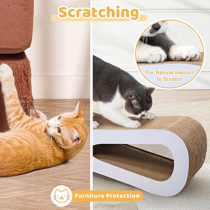 COZIWOW Cat Scratcher Lounge, Cat Scratching Board, Cardboard Lounge Bed, Durable Cat Scratching Pad Furniture Protector for Indoor Cats Kittens, Grey