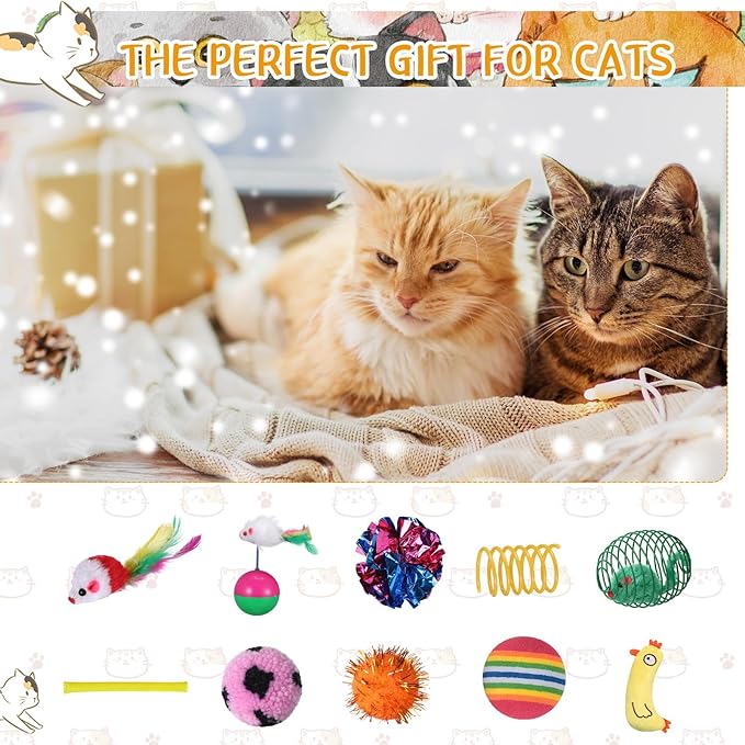 Shappy 150 Pcs Cat Toys Bulk Kitten Toys Pack Variety Funny Interactive Gift Including Mice Rainbow Balls Spring Crinkle Balls for Indoor Cat Kitty Kitten(Novel)
