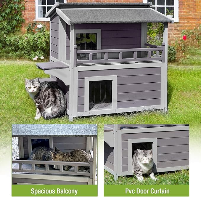 Gutinneen Cat House Outdoor Kitty Shelter Waterpfoor for Winter, Indoor & Outdoor Use