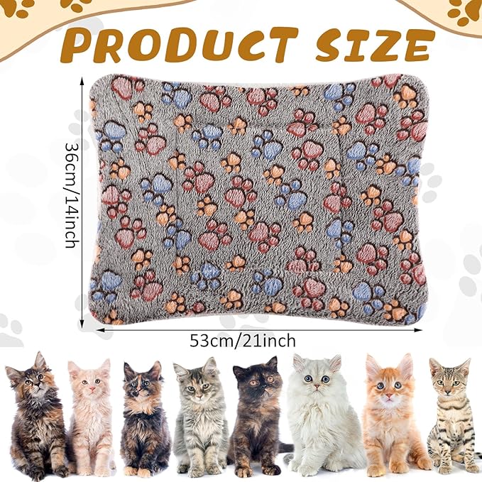 4 Pack Ultra Soft Dog Cat Bed Mat with Cute Prints Reversible Fleece Dog Crate Kennel Pad Cozy Washable Thickened Hamster Guinea Pig Pet Bed Mat for Small Animals(21 x 14 Inches,Gray)