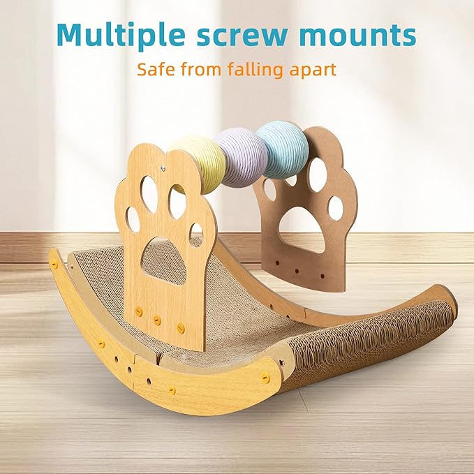 Meowoou Cat Scratch Pad, Cat Lounger Scratcher with Colorful Sisal Balls, Scratching Post Board Kitten Toys for Indoor Cat Stuff Like House Bed Hammock Couch Chair