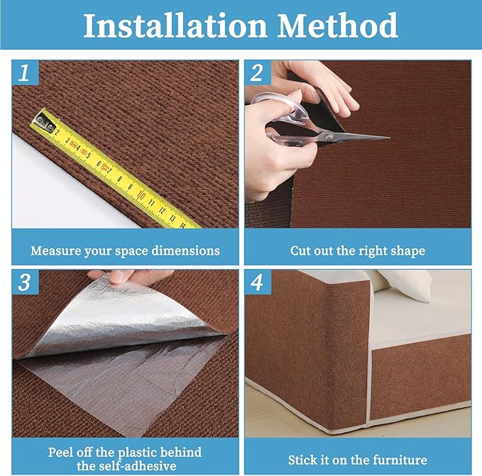 Cat Scratching Mat - Trimmable Self Adhesive DIY Climbing Cat Scratcher Pad for Cat Tree Shelves and Post Cat Scratch Furniture Protector