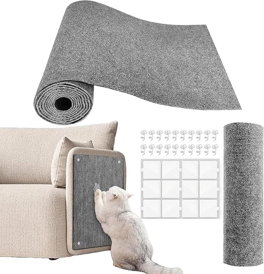 Cat Scratch Couch Furniture Protector, Adhesive Cat Scratch Pad Deterrent for Furniture, DIY Climbing Scratcher for Indoor Cats (Light Grey, 78.7x15.8 in)