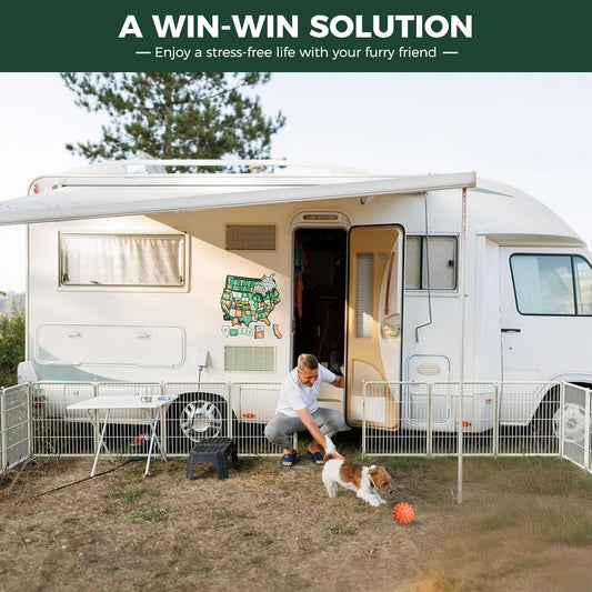 FXW Rollick Unleashed Dog Playpen for Indoor, Yard, RV Camping, 40 inch 48 Panels for Medium and Large Dogs, White│Patented