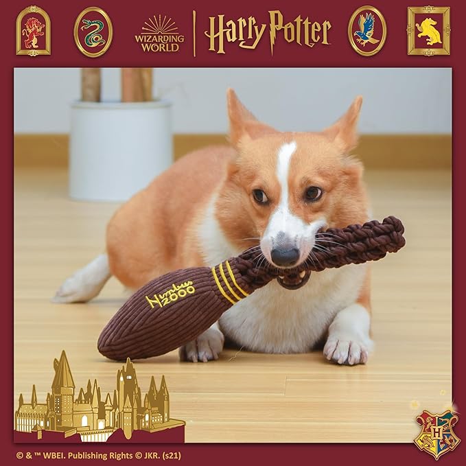 Harry Potter Nimbus 2000 Rope Pet Toy, 14 Inch | Rope Tug Toy for Dogs Nimbus 2000 | Dog Toy for Tugging with Crinkle and Squeaker