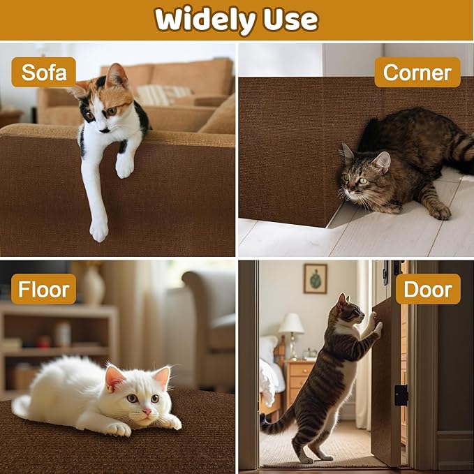 Cat Scratching Mat Self-Adhesive, 118"x15.8" Trimmable Cat Scratch Furniture Protector, Durable Cat Scratch Pad for Couches, Cat Trees, Walls, Easy to Install for Cat Owners