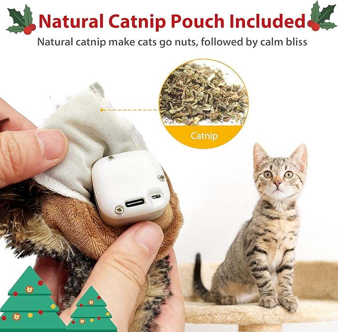 Gigwi Flapping Bird Cat Toy, Hangable Flying Bird Cat Toys for Indoor Cats, Interactive Motion Activated Chirping Cat Toy, Automatic Beating Wings with Catnip