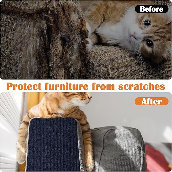 Cat Scratch Pads for Indoor Cats - 100" x 15.8" Trimmable Self-Adhesive Couch Corner Protectors for Cats, DIY Climbing Couch Protector for Scratch Post Cat Tree Shelves Wall (Dark Blue)