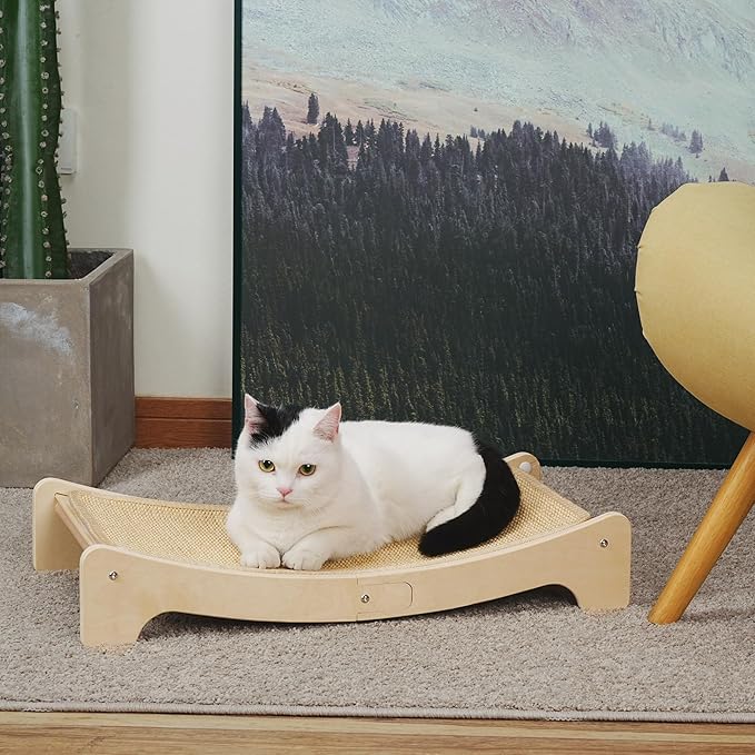 PETKARAY Sisal Cat Scratching Board, Curved Sisal Cat Scratcher, Large Indoor Kitty Scratch Pad, Heavy Duty Arc Lounge Bed for Kitten