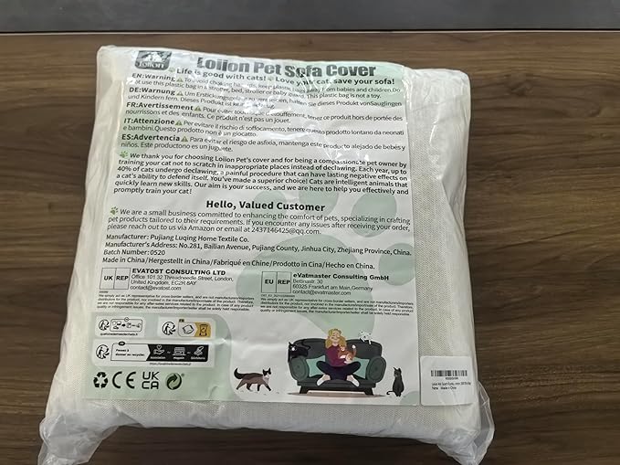 Cat Scratch Furniture Protector - Anti-Slip, Waterproof Sofa Cover to Keep Cats Off, Pet-Friendly Couch Protectors for 3 Cushion Couch, Beige Anti-Scratch Couch Cover for Pets and Kids 150"X71"