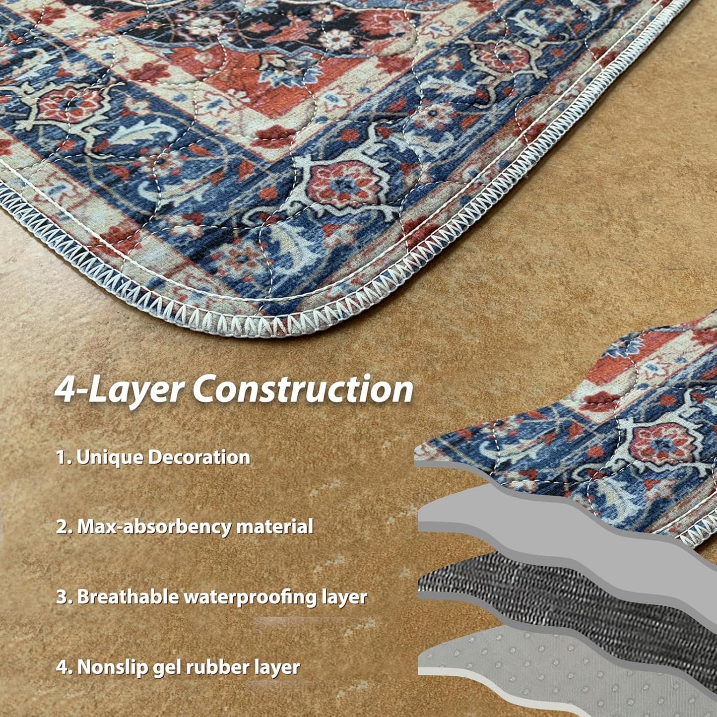 nunubaby Washable Pee Pads for Dogs, Stylish, Non-Slip and Leak-Proof Pee Pads. Reusable Potty Pads for Dogs for Crates and Floors.(Red/Multi, 18" x24")