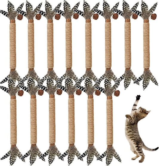 Cat Toys,14Pack Silvervine Cat Feather Toy Kitten Chew Stick Catnip Treat with Bell for Cleaning Teeth Indoor Kitty Teaser Wand Molar Snack Interactive Pet Rabbit Bunny Hamster Guinea Pig