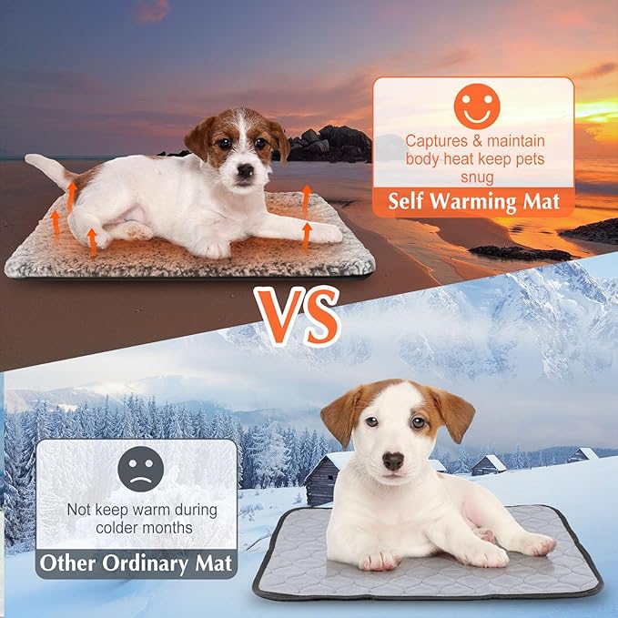 4 Pack Self Warming Cat Bed Indoor Self Heating Dog Cat Pad Washable 16 x 20 Inch Thermal Pet Kennel Pad Crate Bed Mat Reflect Body Heat for Outdoor(22 x 35 Inch)
