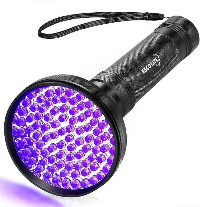 ESCO LITE UV Flashlight Black Light, 100 LED 395 nM Ultraviolet Flashlights UV Blacklight Detector for Dog Urine, Pet Stains and Bed Bug, Matching with Pet Odor Eliminator