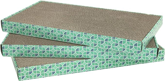Kitty City XL Wide Corrugate Cat Scratchers 3 Pieces, Cat Scratching, Cat Scratch Pad, Door Clips, Furniture Protectors from Cat Scratching
