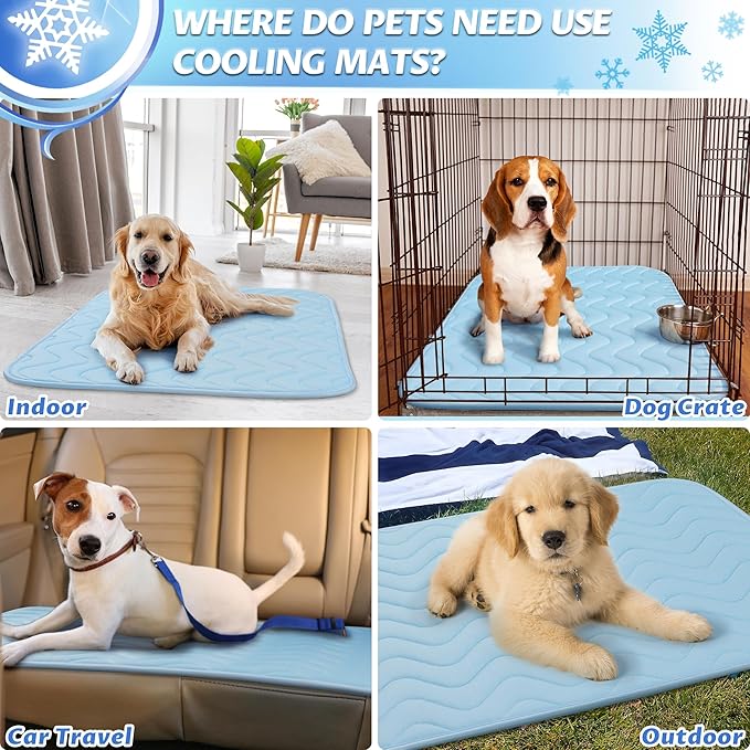 Summer Dog Cooling Mat,Washable Ice Silk Self Cool Pad for Small Medium Large Dogs and Cats, Indoor Outdoor Pet Sleeping Pad for Crate, Kennel, Bed, Sofa or Car Seats (36" x 23")