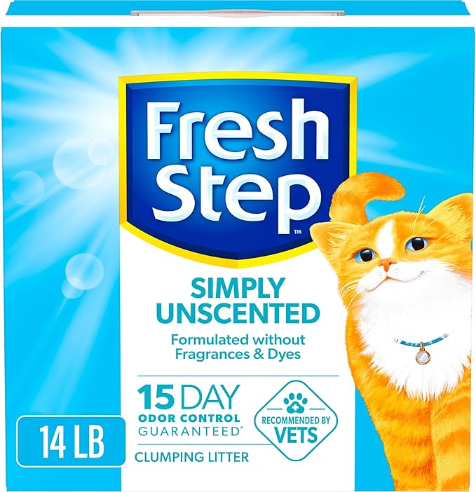 Fresh Step Simply Unscented Clumping Litter, Fresh Step Unscented Cat Litter With Activated Charcoal Technology, 14 lb. Box