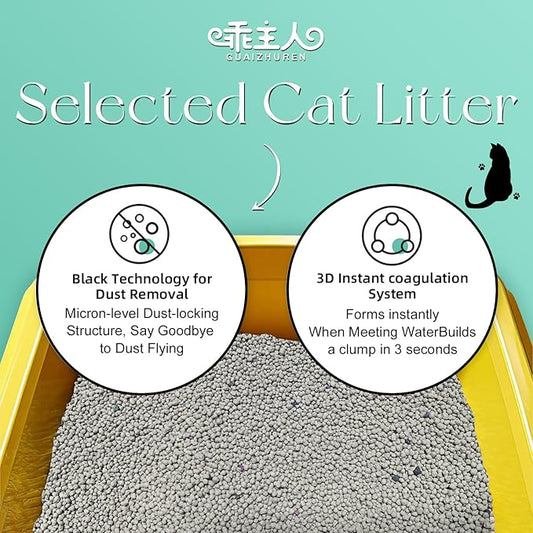 Natural Sodium Bentonite Clay Cat Litter | Dust-Free, Rapid Clumping, Ultra Absorbent, Odor Control, Low Tracking (11LBS)