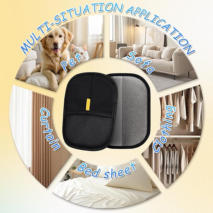 Pet Hair Removal Gloves, and Efficient Pet Hand Hair Removal Gloves, Reusable Pet Hair Removal Gloves. Suitable for Long-Haired and Short-Haired Dogs, Cats and Horses