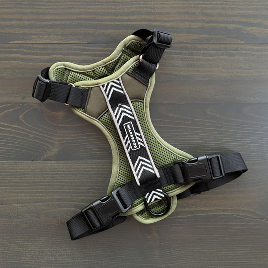 Wilderdog Lightweight Dog Harness with Reflective Straps - Small - Olive