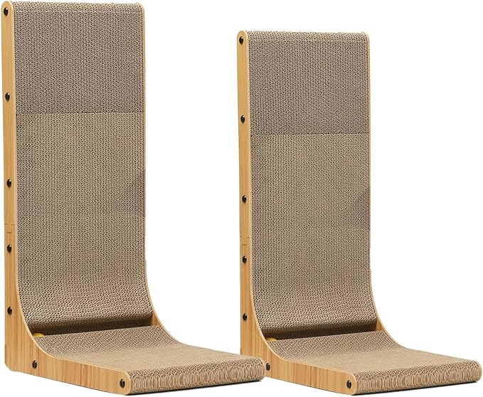 L Shape Cat Scratcher, 2Pack - 23.6 Inch Cat Scratchers for Indoor Cats, Protecting Furniture Cat Scratch Pad, Cardboard Cat Scratching with Ball Toy