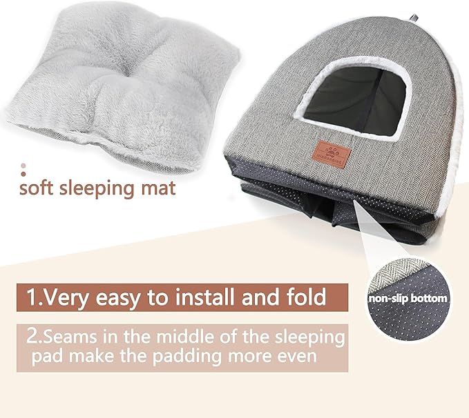 Cat Beds for Indoor Cats-Cat Bed Cave House Tent for Kittens and Small Pets with Washable Cushioned,Soft and Warm Indoor House, Grey, 15 inches