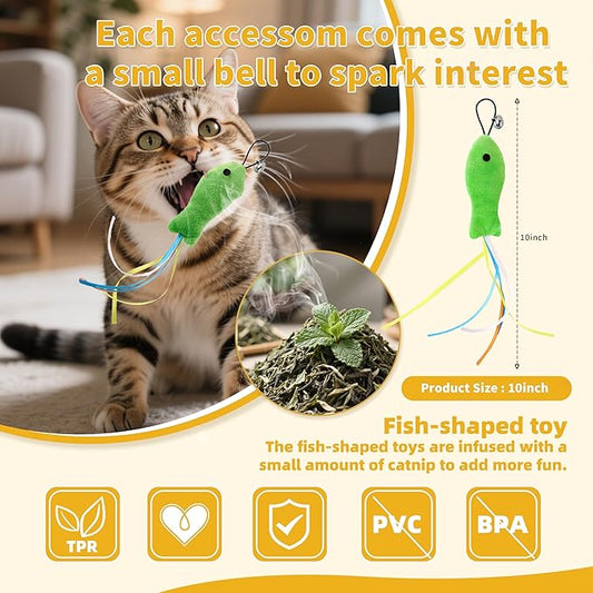 AAA AMUSANG Interactive Cat Toys - Cat Ball Toy Accessory with Fish Toys and Worm Toys, Automatic Kitten Toy Refills for Cats to Chase and Motion Activated