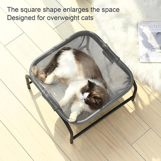 Cat Bed [Designed for Big Cats] Cat Hammock Dog Bed Pet Square Hammock Bed Free-Standing Kitty Sleeping Couch Pet Supplies Whole Wash Stable Detachable Easy Assembly Indoor Outdoor