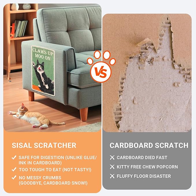 SOLDAY Cat Scratcher Mat for Floor Wall Carpet Couch Furniture, 22x13 inch Cat Scratching Posts Board, Anti Scratch Furniture Protector(Cow Cat)