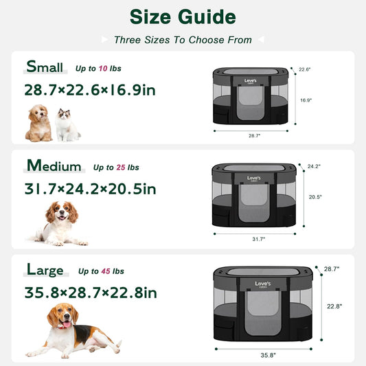 Love's Cabin Small Dog Tent Crates Cage Indoor/Outdoor, Portable Exercise Playpen for Dog and Cat, Foldable Pop Up Dog Kennel Playpen with Carrying Case (Grey)