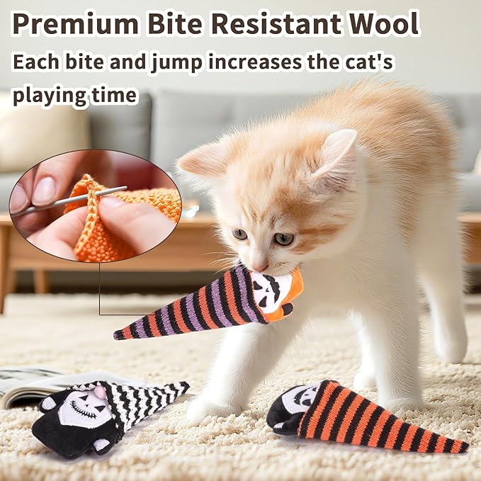 Retro Shaw Cat Toys, Horror Crinkly Catnip Toys for Indoor Cats Kitten, Interactive Cat Nip Kitty Kicker Chew Tossing, Safe Teeth Cleaning Toy for All Breeds - Pack of 3