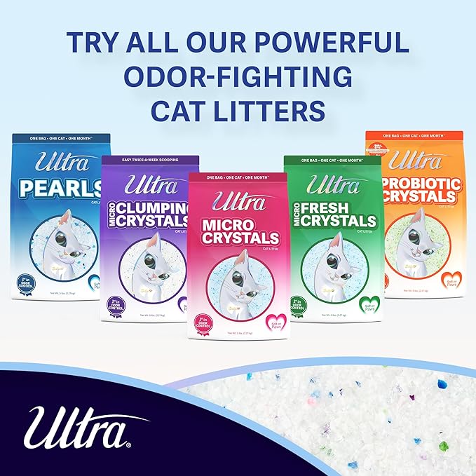 Ultra Clumping Micro Crystals Premium Cat Litter - Dust Free, Soft on Paws, Fragrance Free - 15 Lbs. Total (3pk of 5 Lbs.)
