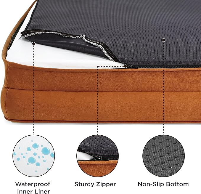 Bedsure Orthopedic Dog Beds Large Sized Dog - Washable Large Dog Cat Bed Waterproof, Comfort Dogs Couch Sofa with Washable Removable Cover, Pet Bed with Nonskid Bottom, Ember Clay, 35"