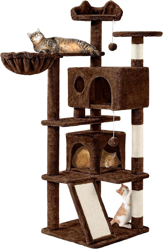 Topeakmart 57in Height Cat Tree Condo Multi-Level Kitten Tower Cat House Furniture