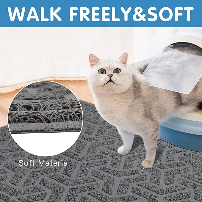 UPSKY Cat Litter Mat, XL Litter Trapping Mat Soft on Kitty Paws, Large Litter Box Mat 35" x 47" Scatter Control for Indoor Cats Waterproof and Extra Large Pretty Litters Carpet