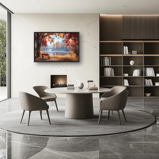 Large Autumn Tree Wall Art for Living Room, Framed Oversized Lake Landscape Wall Decor Nature Canvas Painting Modern Artwork for Living Room Bathroom Bedroom Office Dining Room 36"x24"