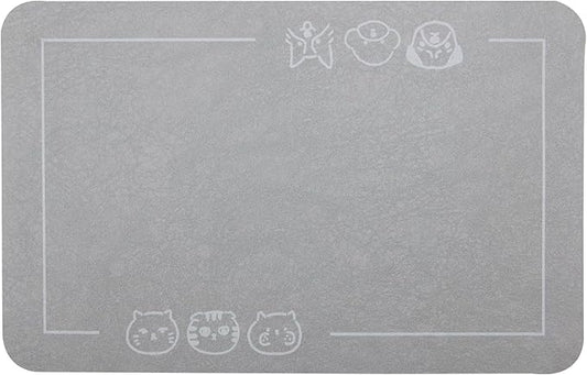 YCT Cat Pet Food Mat - Non-Slip Bottom Absorbent Quick Dry Feeding Mat for Dogs and Cats - Pet Supplies, 11.8"x18.1" Gray