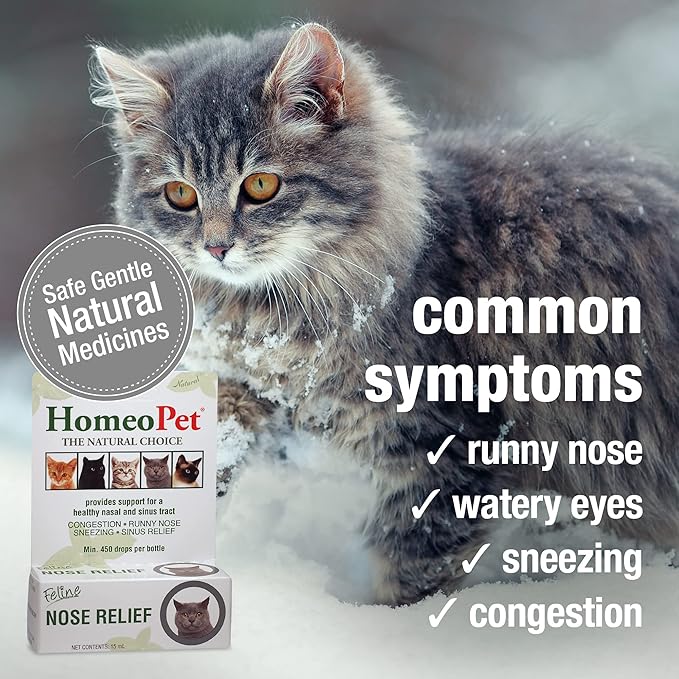 HomeoPet Feline Nose Relief, Safe and Natural Nasal and Sinus Supplement for Cats, 15 Milliliters