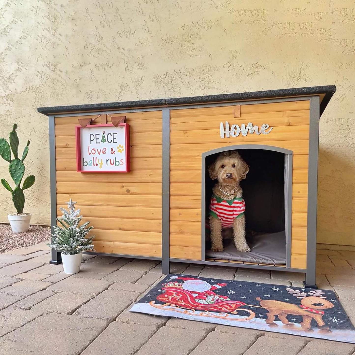 Aivituvin 59" Large Dog House 100% Insulated Dog Kennel with Liner for Winter,Waterpoof for Outdoor & Indoor Use.