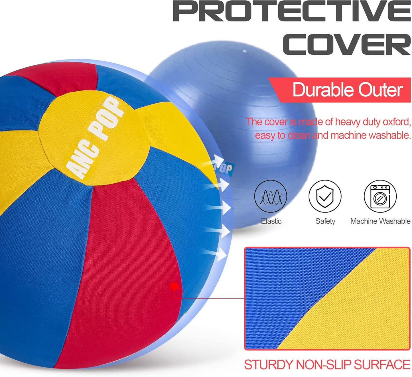 Herding Ball for Dogs Horse & Cover 25" Ball for Horses Large with Hand Pump for Play Horse Toys for Horses Stall, Red and Blue and Yellow