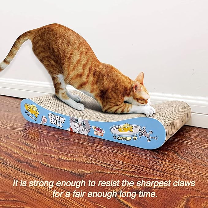 TTCAT Cat Scratching Pad, 2 Pack Corrugated Cat Scratcher Cardboard, Bone Type Durable Cat Scratching Board Reversible with Catnip for Furniture Protection…
