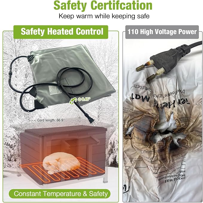 GUTINNEEN Heated Outdoor Cat House with Heater and Insulated Liner Weatherproof Insulated Feral Cat Shelter for Winter