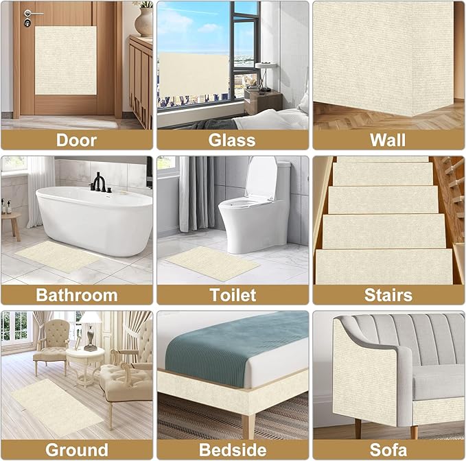 2 Pcs 78.7"x15.8" Cat Scratch Mat, Trimmable Self-Adhesive Carpet, DIY Climb Cat Scratcher for Couch, Furniture or Wall Protection, Cat Tree Cover and Scratching Post Replacement Pad