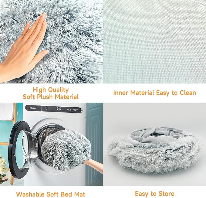 Cat Tunnel Bed with Central Mat - Soft Plush Cat Donut Tunnel, Big Tube Playground Toys, Removable and Washable Peekaboo Cat Cave, Circular Cat Tunnel for Kitten/Puppy/Rabbit, Gray