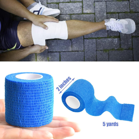 9 Pack 2" x 5 Yards Self Adhesive Bandage Wrap Self Stick Wrap for Ankle, Wrist, Finger, Sports, Breathable Cohesive Vet Tape for Pets (Dark Blue)