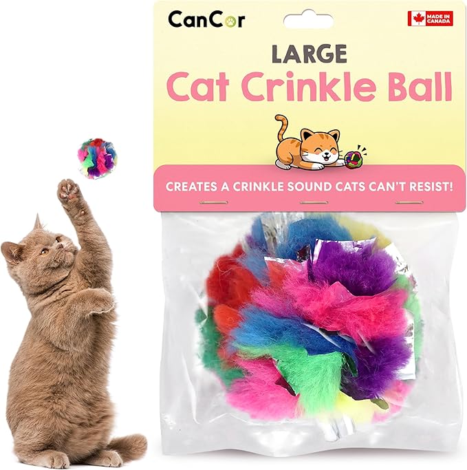 Large Cat Crinkle Ball Toy – 1-Pack of 2.5" Lightweight Indoor Kitten Toy – Soft, Sparkle, Interactive, Safe for Pets, Kittens & Cats, Enrichment & Birthday Gift, Alternative Foil-Like Toy Balls