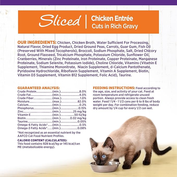 Wellness Complete Health Sliced Adult Wet Cat Food, Natural, Protein-Rich, Grain Free, 5.5 Ounce, 24 Pack, (Chicken Entrée)