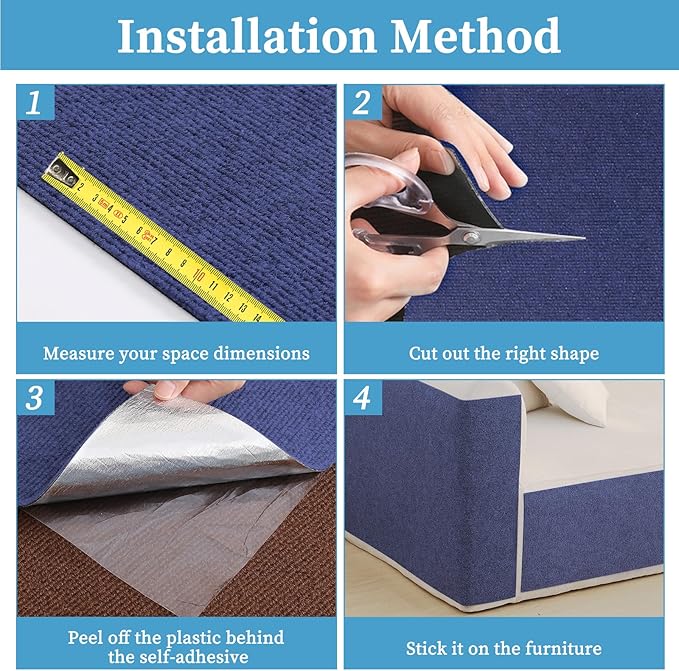 Cat Scratching Mat - Trimmable Self Adhesive DIY Climbing Cat Scratcher Pad for Cat Tree Shelves and Post Cat Scratch Furniture Protector