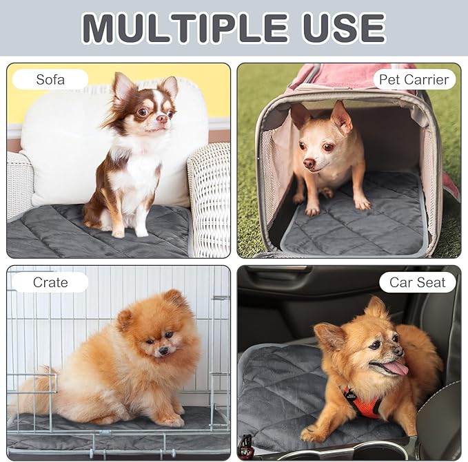 2 Pack Self Heating Cat Mat Self Warming Pet Pads Washable Kennel Mat Dog Crate Pad Reflects Body Heat Non Skid Cat Thermal Pads for Puppy Indoor Outdoor(Gray,19 x 28 Inches)